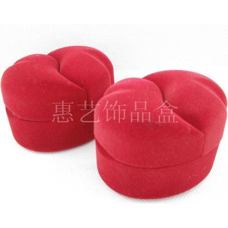 Boîte à bagues en velours rouge double face, coffret cadeau à bijoux, écrin de présentation pour mariage, présentoir à bagues (1/5)