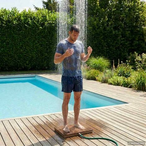 Doccia da Pavimento Giardino WPC e acciaio inossidabile 201 vidaXL