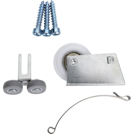 Sets de Poulies Facile à Utiliser Lot de 4 de Penderie en Fer et Plastique Argenté Limiteur de Tampon Design Raffiné pour Portes Coulissantes de Placard pour Armoire (1/5)