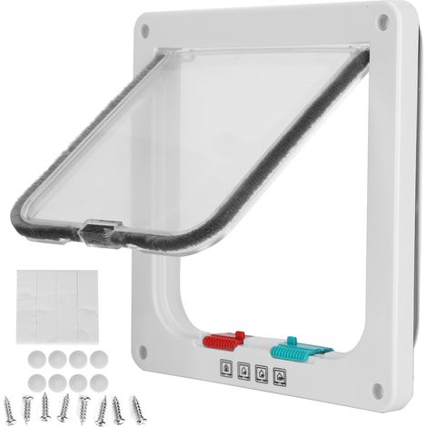 Chatière sécurisée à fermeture magnétique – Porte pour chat et petit animal, en plastique blanc, 4 modes de fonctionnement, installation facile (1/5)