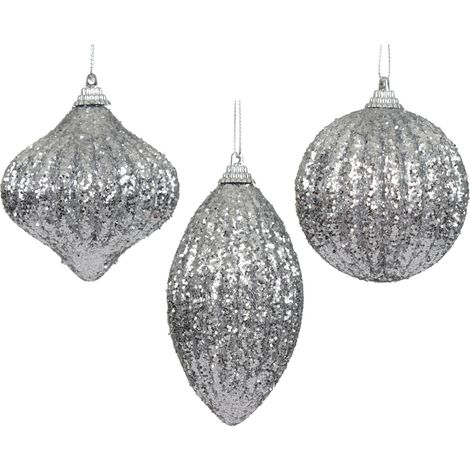 pallina di natale in foam glitter D 8 cm argento Peraga Christmas