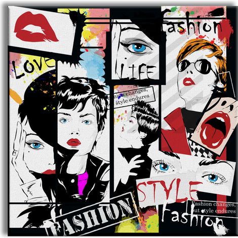 Fashion - Tableau Canvas contemporain sur châssis en bois - Dimension : 100x100 cm (1/3)