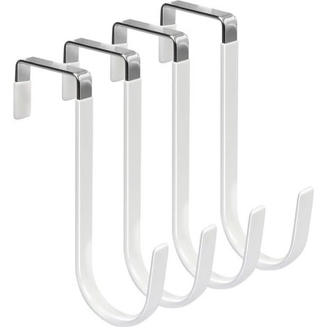 Türhaken – mit kratzfestem Gummimaterial – Edelstahl-Türhaken-Set – 4-teilig – Weiß (1/5)