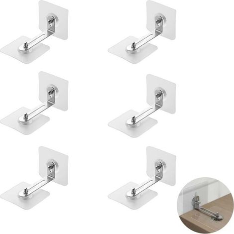 6 Pièces Ancrages Muraux pour Meubles, Ancrage de Sécurité de Meuble, Muraux Ancrages, Convient Aux Supports, Armoires, Tiroirs, Armoires TV-Crezuo (1/4)