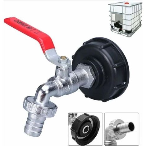 IBC-Tankadapter 1/2-Gewindeanschluss, 1000-l-Tankhahn, Regenwassersammelhahn, Auslasshahnventilanschluss, Gartenschlaucharmaturen (1/4)