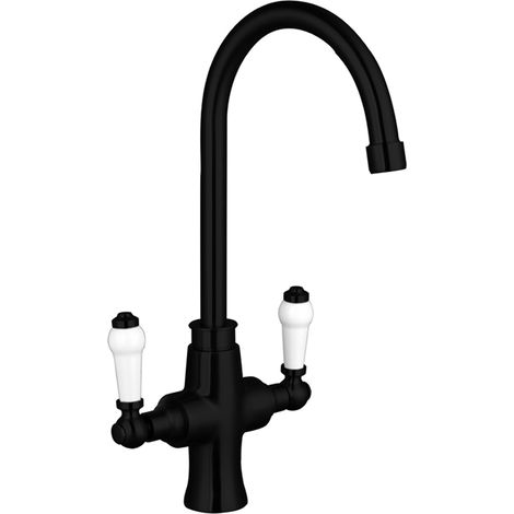 Traditional Dual Handle Kitchen Mixer Tap, Black