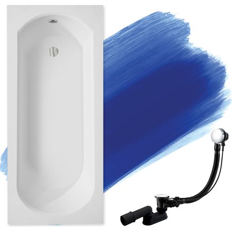 Baignoire Rectangulaire 160x75, Siphon de bain et pieds (support) - Set 3en1 - Fabriqué en UE - BADLAND INTRICA SLIM