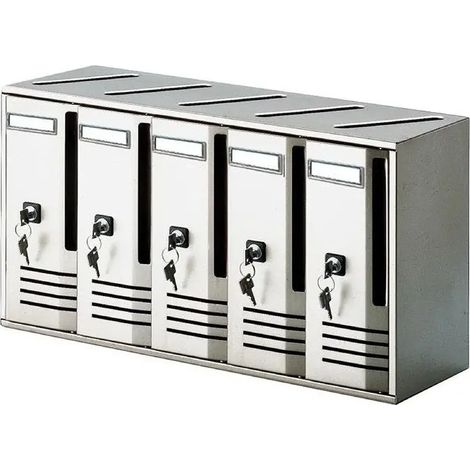 Cassellario postale Alubox cubo 5 cassette argento