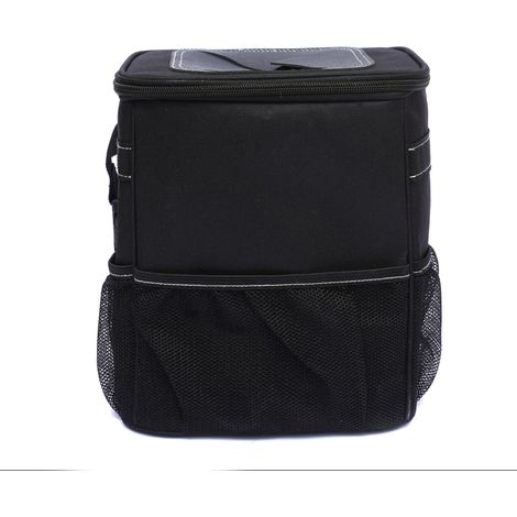 Apto para cubos de basura de coche con tapa y bolsa de almacenamiento - Organizador 100% hermético, cubo de basura multifuncional para coche, negro