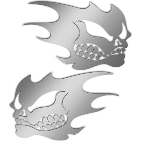 Adesivi Prefustellati Supersagomati per Auto Teschio con Fiamme, Cromo, 10 x 12 cm (1/2)