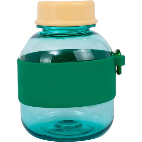 Bouteille d'eau adorable à motif cartoon, en polycarbonate, 350 ml, réutilisable, avec crochet, parfaite pour le fitness en salle et en plein air (verte). (1/5)