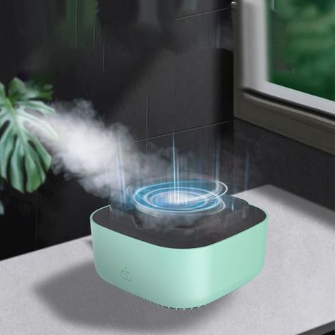 BelleRise - Cendrier purificateur ion négatif – ABS ignifugé, aspiration 360° – bureau maison voiture – vert clair (1/5)