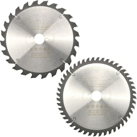 DIAMWOOD - Pack 2 Lames Scie de Table 235 mm - Al. 30 mm - Z24 Débit Bois Massif Charpente - Z48 Universelle Menuiserie Panneaux Atelier (1/5)