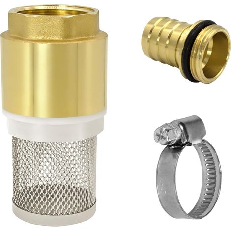 Kit de filtre d'aspiration 14191, 1 1/4", Messing, clapet de pied avec clapet anti-retour, crépine, bec et collier de serrage