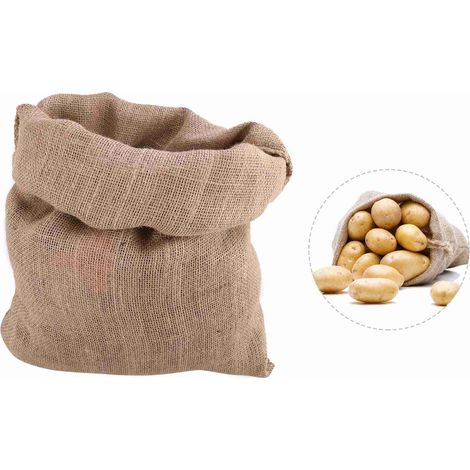 Sac de stockage en jute pour pommes de terre - Sac en toile de chanvre grossier - Grand modèle - Capacité large (1/5)