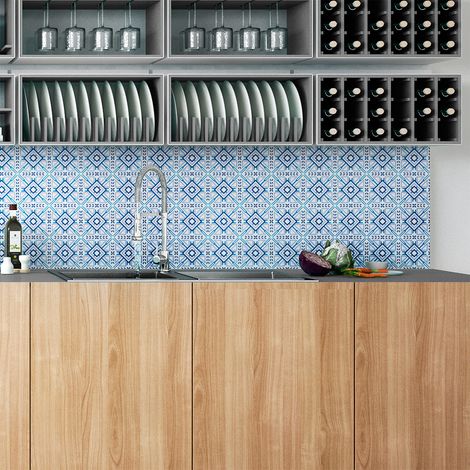 Sticker Mural Carrelage adhésif Cuisine Salle de Bain - 24 STICKERS CARRELAGES AZULEJOS PAULA - 24stickers10x10cm (1/5)