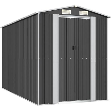 Cobertizo de jardín, cobertizo para cabaña, casa de almacenamiento, cobertizo para exteriores, cobertizo para herramientas, robusto, 192 x 357 x 223 cm, acero galvanizado antracita 020022198