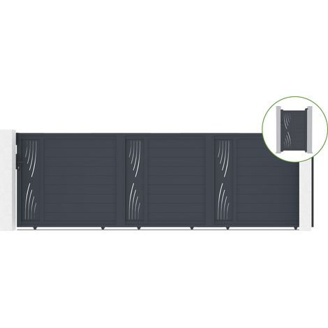 Puerta corredera 5m VELETA H.160cm aluminio + cancela VELETA H160 GRIS (1/5)