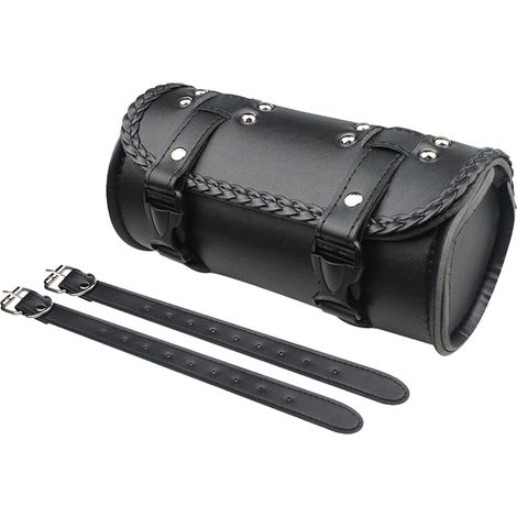 Sac de Fourche de Moto en Cuir – Sac de Selle de Moto Sac imperméable en Cuir synthétique Vintage de Grande capacité pour contenir des Bouteilles d'eau (1/5)