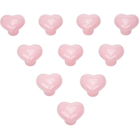 Boutons de Meuble en Céramique Cœur Rose - 10 Pièces pour Porte et Tiroir (1/5)