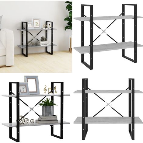 Bücherregal 2 Fächer Betongrau 80x30x70 cm Holzwerkstoff - Industrielles Regal - Bücherregal Grau - Holzwerkstoff Regal - Regal Betongrau - Aufbewahrungshelf - Home & Living (1/5)