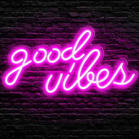 Good Vibes Panneau néon LED personnalisé avec lettres lumineuses USB pour chambre à coucher, bar à la maison, anniversaire de mariage, cadeau de fête d'anniversaire (rose) (1/5)