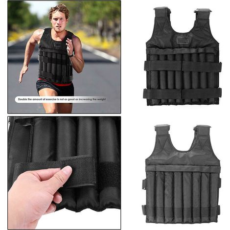Gilet lesté multifonctions avec poches multiples, poids ajustables pour course, musculation et fitness (1/5)