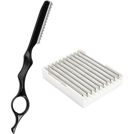 Haarrasierer mit 10 austauschbaren Klingen, Ausdünnklinge zum Aufhellen und Konturieren, Schneideklinge aus Edelstahl Feather Razor. (1/5)