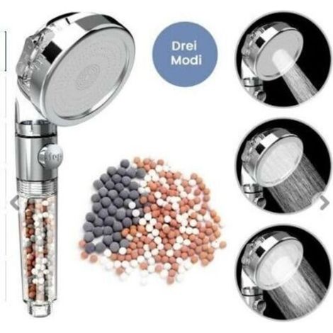 Soffione doccia con filtro, soffione doccia ad alta pressione a risparmio idrico con 3 modalità, doccia essenziale per il risparmio idrico in casa