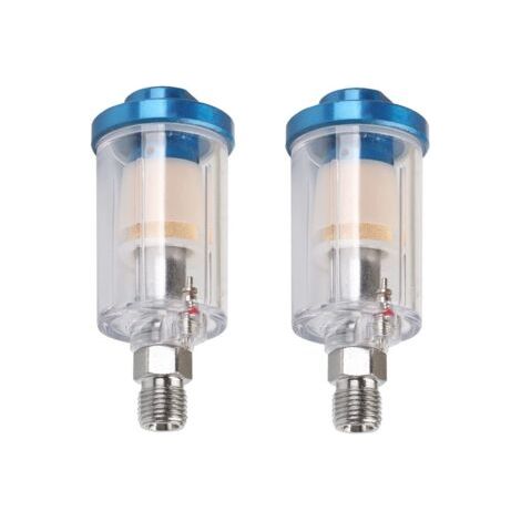 Lot de 2 séparateurs d'eau et d'huile pour aérographe - Pour compresseur d'air - Entrée et sortie NPT de 6,35 mm (1/5)