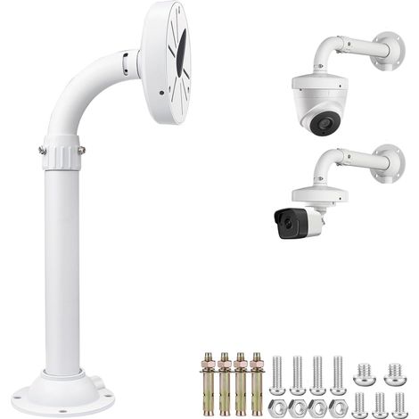 Support Poteau Ajustable 30-60cm pour Caméra IP CCTV – Base 6 Pouces en Métal Solide avec Revêtement par Pulvérisation – Système de Montage pour Surveillance Extérieure