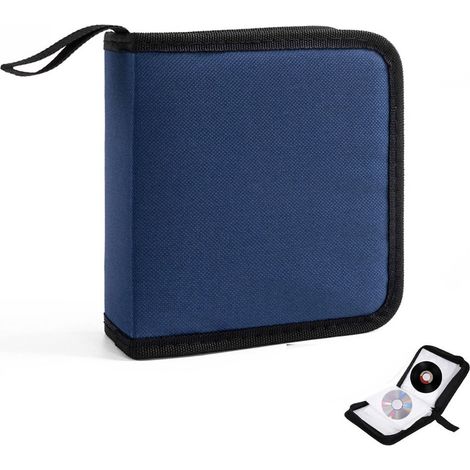 Sacoche de rangement pour CD, étui pour DVD, pochette de rangement pour ROM, système de rangement pour disques (40 disques), pochette zippée en tissu Oxford. (1/5)