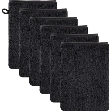 Lot de 6 Gants de Toilette 15 x 21 CM, Gants de Nettoyage du Visage Doux (1/4)