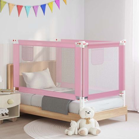 Barrière de lit pour enfant, rose, 140 x 25 cm, en tissu