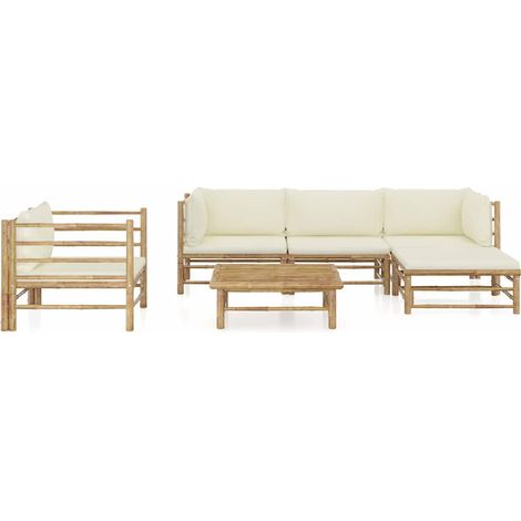 Maison Exclusive - 6-tlg. Garten-Lounge-Set mit Cremeweißen Kisse (1/5)
