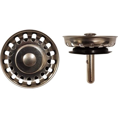 Bouchon d'évier 52 mm – Pour bonde 70 mm – Grille épaisse 10 mm – Tige de 35 mm avec bille – Matériau durable – Lb Plast