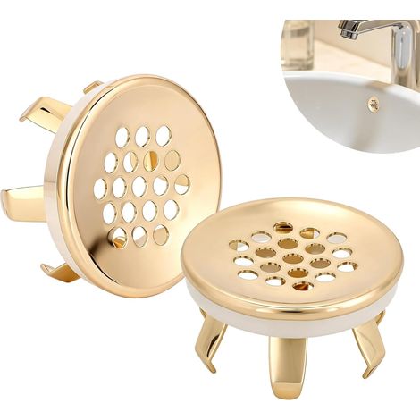 2pcs Anneaux de Trop-Plein pour Lavabo, Finition Laiton Doré, Cache-Trou de Trop-Plein en Laiton avec 2 Joints Toriques Finition Ronde pour Lavabo Salle de Bain Cuisine et Meuble-Lavabo (1/5)