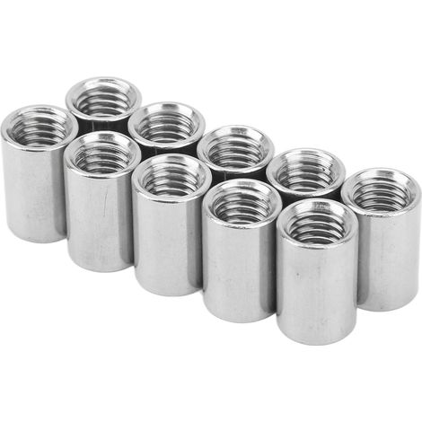 Lot de 10 écrous de liaison ronds M10x1.5 L20mm en acier inox taraudage femelle écrous de couplage ronds manchons filetés (1/5)