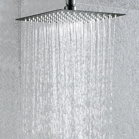 Duschkopf 30x30 cm, schwarzer quadratischer oberer Duschkopf, Standard-G1/2-Stecker (1/5)