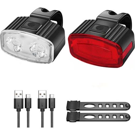 Juego De Luces Traseras Para Faros Delanteros De Bicicleta Con Bocina De Carga Usb MINKUROW (1/5)