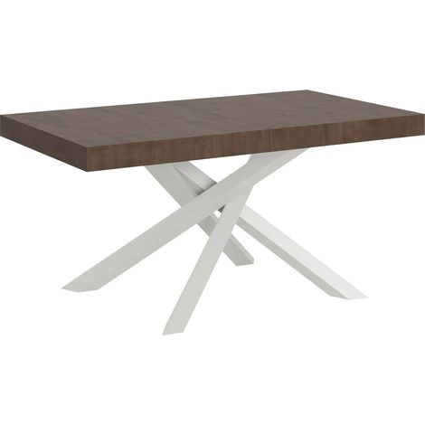 Tavolo allungabile 200/304x90 cm Volantis noce gambe bianche (1/4)