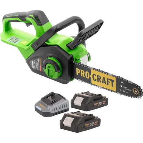 Motosierra a batería Procraft PKA38 20 V 304 mm sin escobillas + 2 baterías de 2,0 Ah + cargador