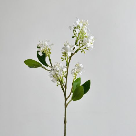 Trois branches de laurier artificielles haut de gamme avec fleurs blanches – Décoration élégante pour mariage, intérieur, événements et aménagement floral