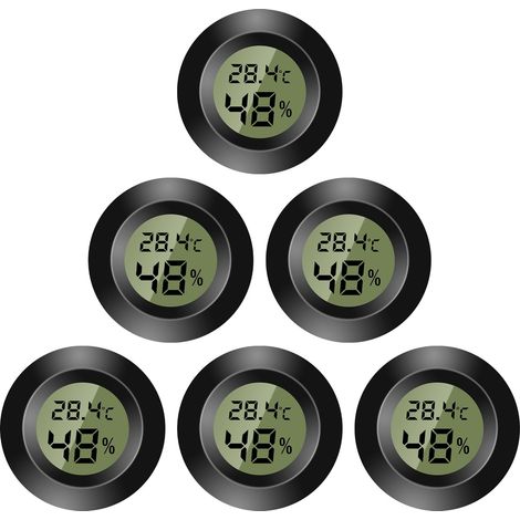 Thermomètre d'intérieur numérique - Mini hygromètre - Écran LCD numérique - Pour intérieur et extérieur - Humidimètre pour humidificateur, cave, chambre de bébé - Fahrenheit ou Celsius (6) (1/5)