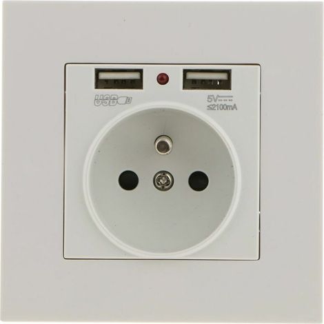 VURAHOME -Prise Murale, Prise Electrique Murale avec Double USB 5V/2100mA, Prise Encastrable avec 2 Ports de USB Pratique et Manialble (1/5)