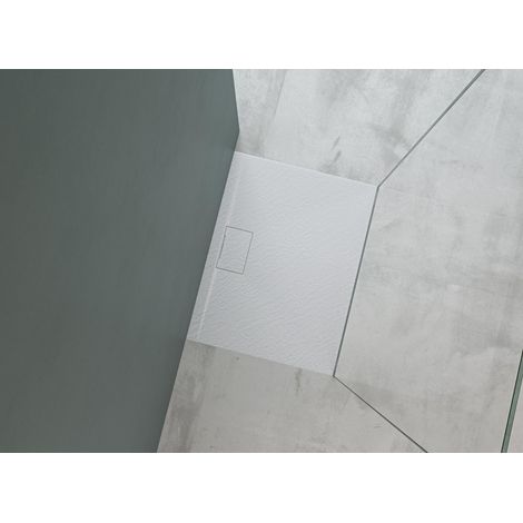 Mai & Mai Duschtasse Duschwanne aus Mineralguss BxTxH: 70x90x3 cm Mineralgusswanne in Weiß DIN-Anschlüsse inkl. Ablaufgarnitur Geoma07