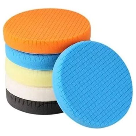 Lot de 5 Disques de Polissage 180mm/7 Pouces, Éponge Mousse pour Voiture, Adapté aux Polisseuses Double Action RO/DA, Kit de Ponçage Auto (1/5)