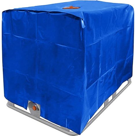 IBC-Tankabdeckung, Wassertankabdeckung, Schutzhülle aus 210D Oxford-Gewebe, staubdichte IBC-Schutzhülle für 1000-Liter-IBC-Container (Farbe: Blau) (1/5)