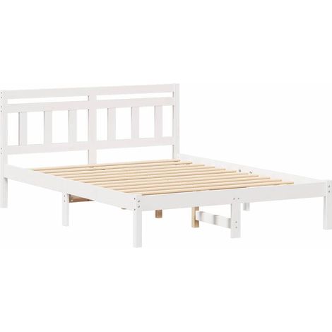 Lit adulte，Cadre de lit avec tête de lit Blanc Bois de pin CFW8957042 (1/5)