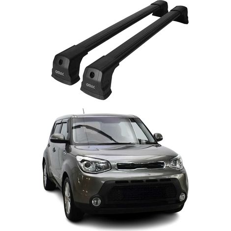 OMAC Dachträger Querträger kompatibel mit Kia Soul II 2014-2019 – 2 Stangen – Abschließbar – Aluminium Schwarz (1/5)